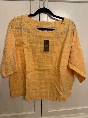 J. Jill Soft Yellow Boxy Weave Top